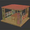 Wooden Outdoor Gazebo With Lattice Design Table And Chairs For Garden Relaxation Area