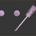 Three Pink Lip Gloss Tubes With Purple Rings And Applicator Brush