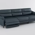 Navy Blue Leather Sectional Sofa Set With Reclining Function Black Legs Modern Design 3d model