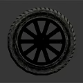 Automotive Car Wheel Tire With Black Alloy Rim And Tread Pattern Design