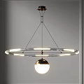 Modern Circular Pendant Light With Hanging Sphere Metallic Frame And Soft Glow 3d model