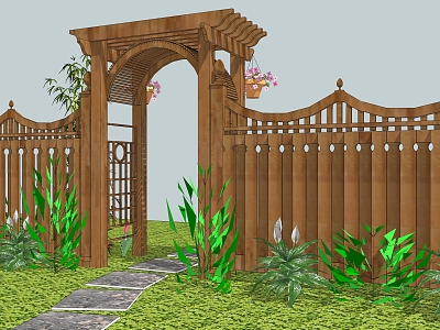 Chinese-style gate wall model