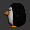 Adorable Cartoon Penguin With Closed Eyes Pink Cheeks Yellow Beak And Feet On Dark Background