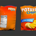 Crispy BBQ Flavor Potato Chips In Orange Packaging With Nutrition Label