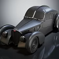 Vintage Black Car With Streamlined Body Design Classic Headlights And Retro Wheels