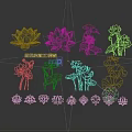 Lotus Line Draft 2D Silhouette 3d model