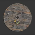 Circular Wooden Tray With Two Canned Drinks On Dark Background