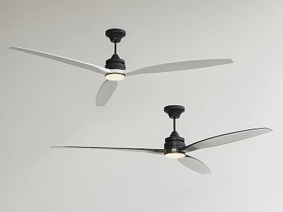Two Black Ceiling Air Conditioner Fans With Long Blades And Built In Light 3d model