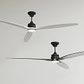 Two Black Ceiling Air Conditioner Fans With Long Blades And Built In Light