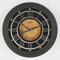 Vintage Round Wall Clock with Roman Numerals Black Dial and Gear Design 3d model