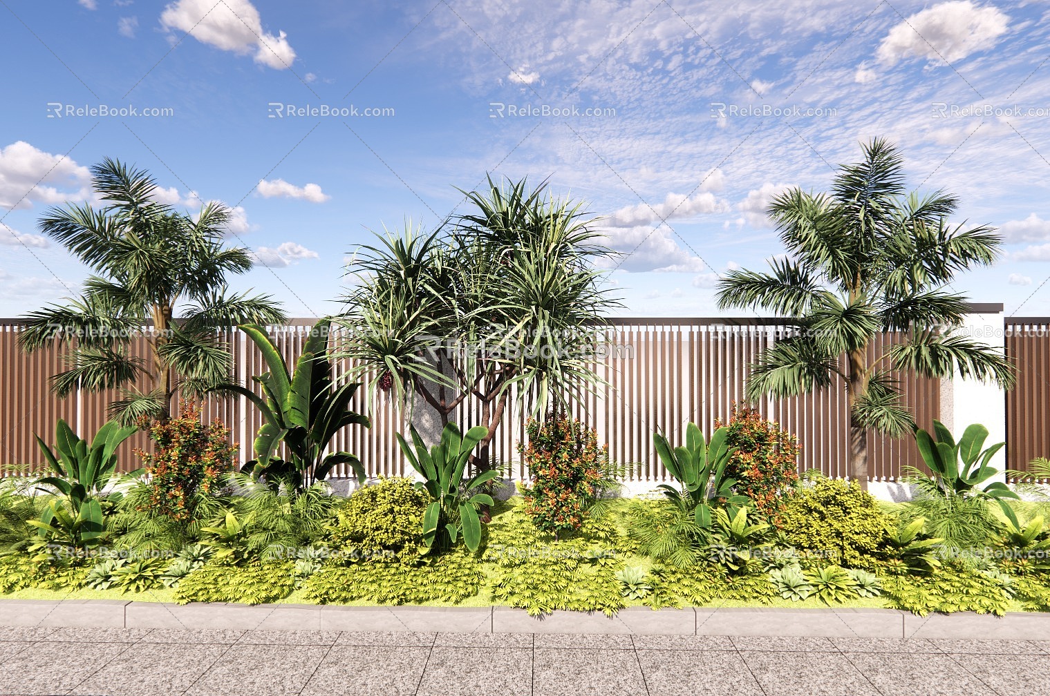 Modern Plant Landscape Shrub Plants Flowers and Plants Flower Border Plants Group Net Red Community Plants Match Underlying Shrubs 3d model