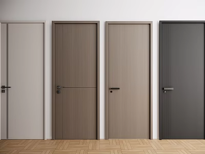 Modern Hinged Doors in Various Colors with Wooden Texture for Interior Design 3d model