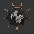 Multilayered Decorative Equipment With Skull Pattern Black Orange Structure And Top Decoration