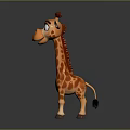 Cartoon Giraffe 3D Model With Big Eyes Smiling Mouth And Gray Background