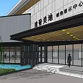 Modern Sales Office Building Featuring Glass Curtain Wall Black Gold Exterior And Water Feature