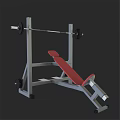 Fitness Equipment Bench Press With Red Seat And Barbell On Metal Frame