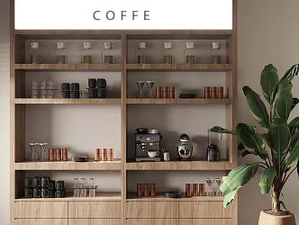 Modern Jewelry Ornaments Combination Book Decoration Hanging Painting Coffee Bean Bookcase Ceramic Coffee Machine Coffee Ornaments 3d model