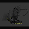 Essential Firefighting Equipment Including Gas Mask and Knee Pads with Reflective Yellow Stripes