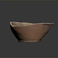 Ancient Painted Clay Bowl with Broken Fragments and Decorative Leaf Patterns