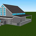 Modern Detached House With Gray Exterior Black Roof And Large Windows On Green Lawn