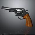 Classic Vintage Revolver Weapon Design With Metal Barrel And Wooden Grip
