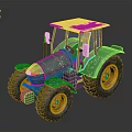 Farm Green Tractor Machinery With Yellow Wheels And Cab Exterior Design