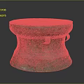 Ancient Bronze Drum Equipment With Circular Top Metal Side Rings Rustic Greenish Surface