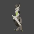 Anthropomorphic Wolf Game Character With Pointed Ears Yellow Eyes And Muscular Green Body