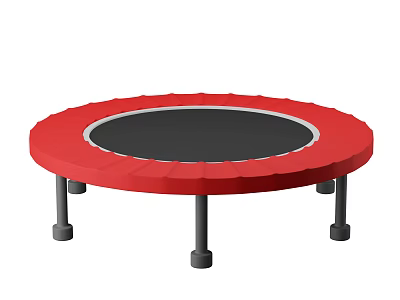 Red Round Trampoline With Black Jumping Surface And Sturdy Support Legs 3d model