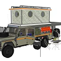 Off Road Adventure Vehicle With Roof Tent And Camping Gear In Nature