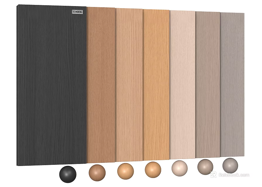 Stone And Wood Panel Color Samples With Various Shades For Design Selection 3d model