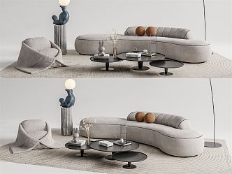 Quiet sofa tea table combination 3d model