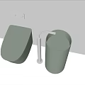 Light Green Wall Mounted Toilet with Matching Trash Can Silver Flush Button and Pipe