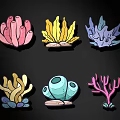 Colorful Coral and Seaweed Shaped Wall Decor with Vibrant Hues and Various Designs