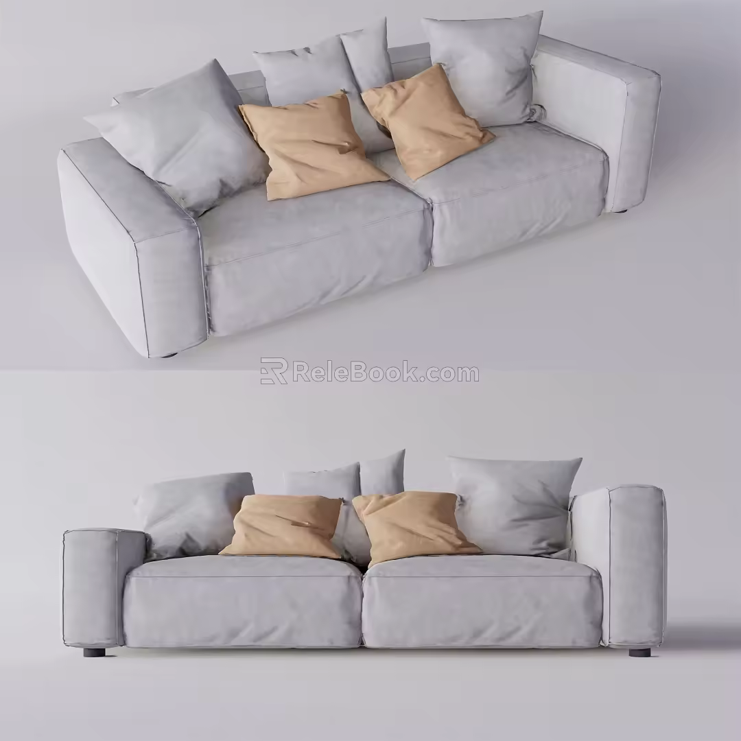 Modern double sofa multiplayer sofa 3d model