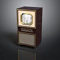 Vintage Television Set With Wooden Cabinet Gold Trim And Speaker Grille