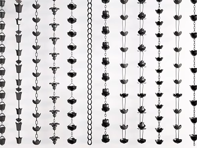 Garden Ornaments Featuring Hanging Metal Chains And Flower Shaped Decorative Pieces 3d model