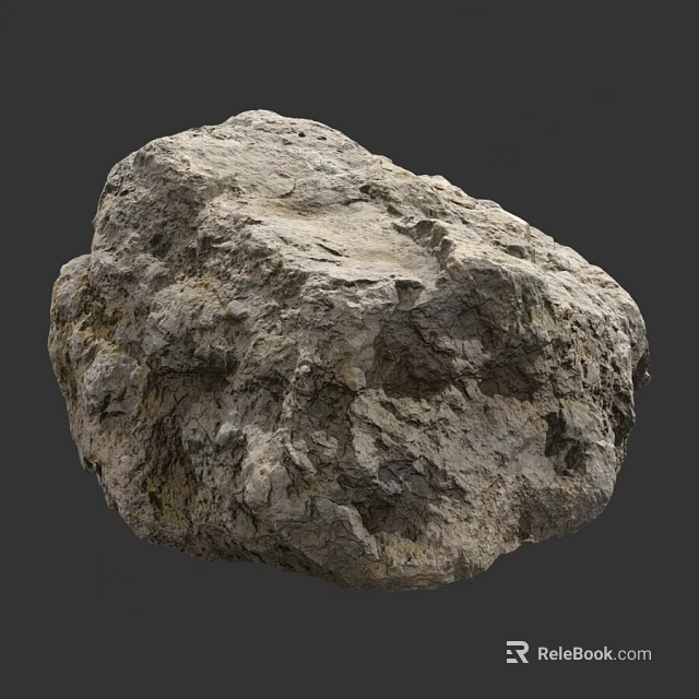 Natural Stone Block With Rough Surface And Solid Wood For Decor Projects 3d model 