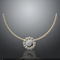 Elegant Gold Necklace With Central Gemstone Pendant And Small Diamond Accents On Thin Chain