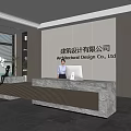 Modern company front desk background wall reception area bar desk reception desk hall simple lobby 3d model