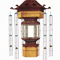 Hanging Traditional Chinese Decorative Lantern With Wooden Frame Colorful Tassels And Ornate Details