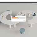 Modern Children's Table and Chair Reading Table Children's Stool 3d model