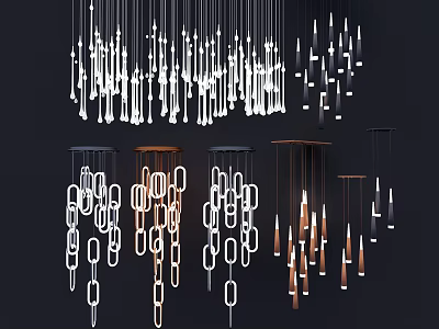 Modern Chandeliers Design With Various Geometric Shapes And Hanging Chain Details 3d model