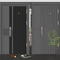 Modern Metal Security Door Design With Vertical Stripes Secure Lock And Textured Surface 3d model