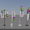 Colorful Grand Opening Banners With Various Designs And Different Stand Types 3d model