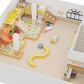 Indoor Kindergarten Play Space Equipped With Slides And Castle Buildings