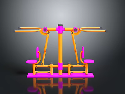 Outdoor Double Seated Fitness Swing With Orange Pink Frame And Exercise Structure 3d model