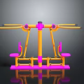 Outdoor Double Seated Fitness Swing With Orange Pink Frame And Exercise Structure