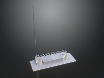 Scenic Photo Check In Spot With Tall Flagpole Steps And Elevated Square Platform 3d model