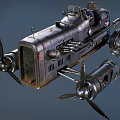 Vintage Race Car With Unique Propellers And Industrial Mechanical Metal Design